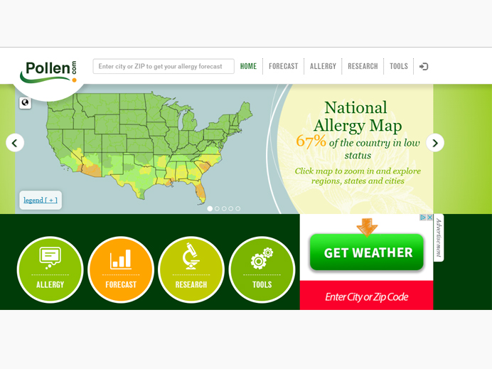 Today's Allergy Forecast Map